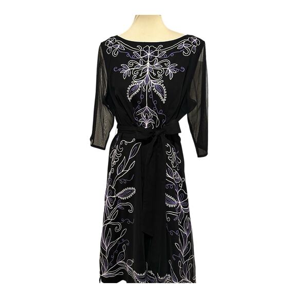 EShakti Whimsigoth Floral Embroidered Lace Dress Sz 20 2XL Dark Romance Sheer - Picture 1 of 13